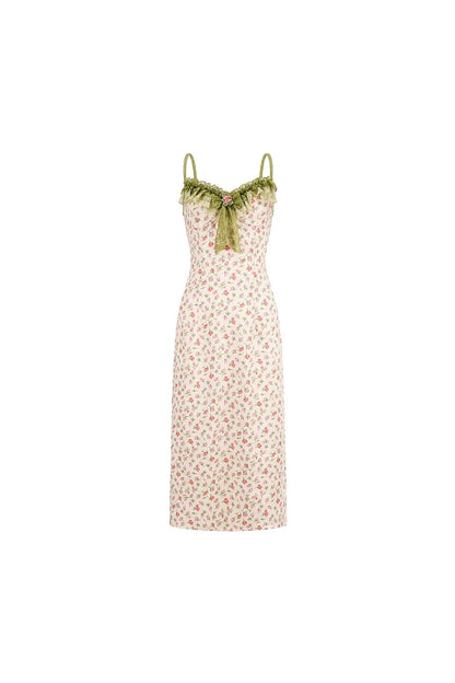 Printed Satin Dress Lace Set-Up