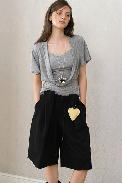 Loose Knit Drawstring Shorts