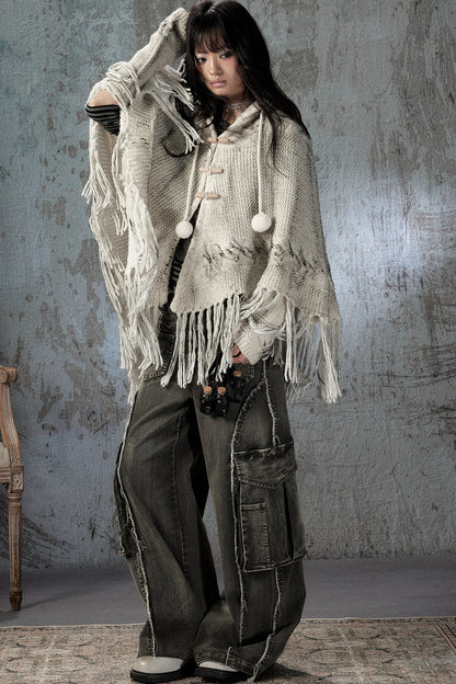 Knitted Hooded Cape
