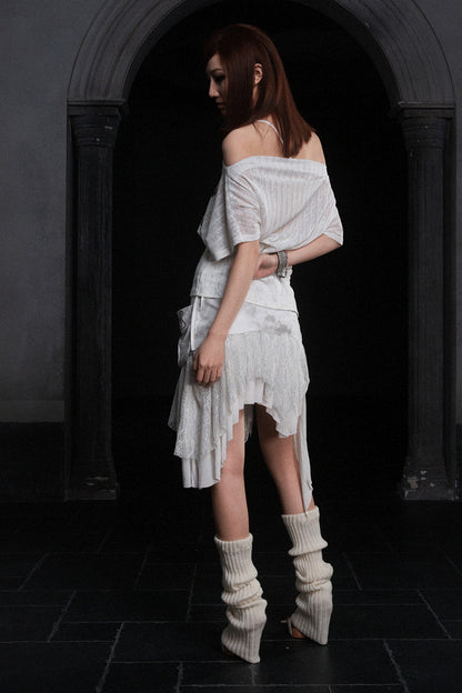 Printed Off-Shoulder Short-Sleeve T-Shirt