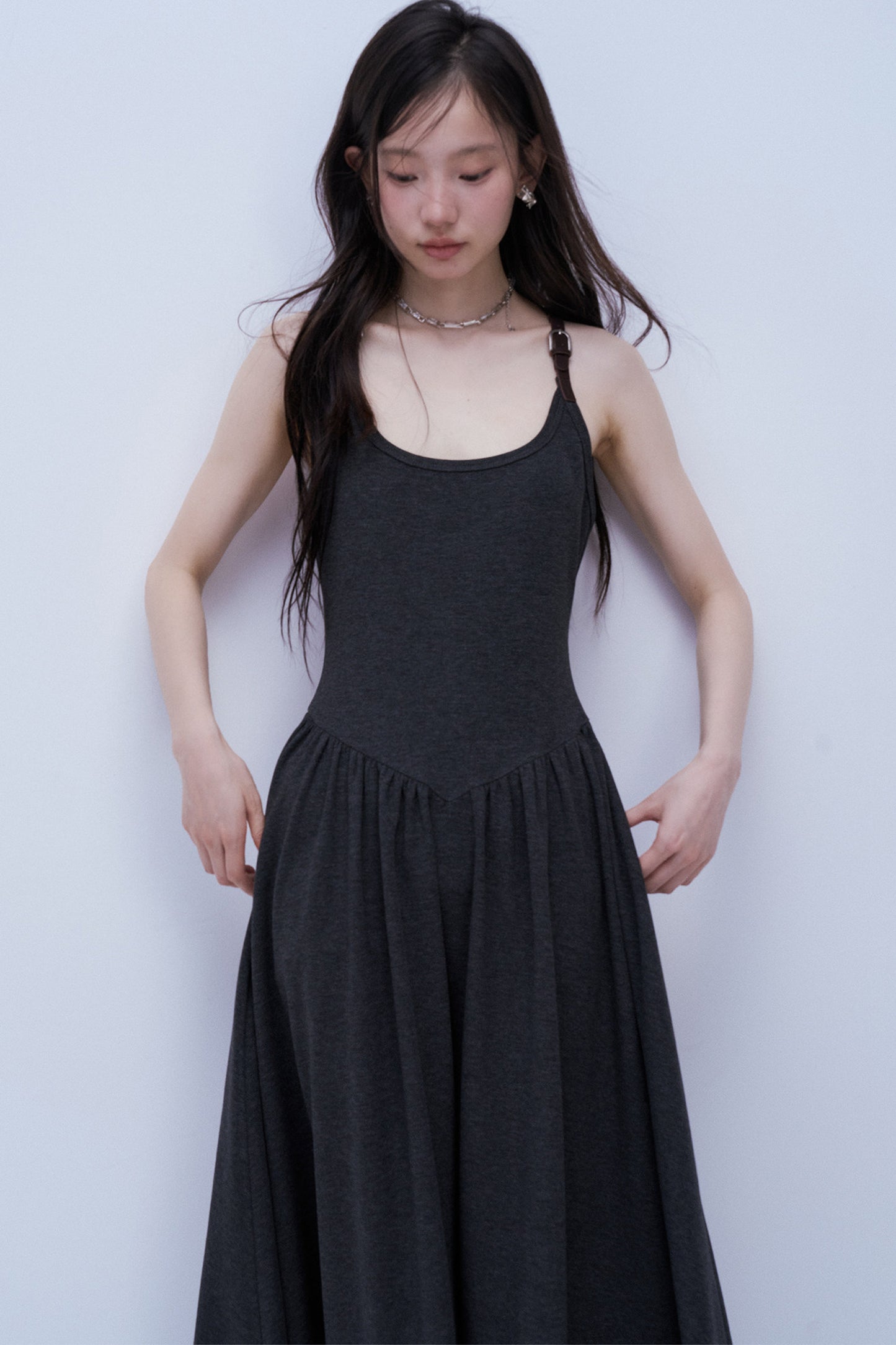 Leather Buckle Tank Dress