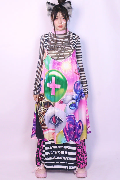 Subculture Printed Suspender Dress