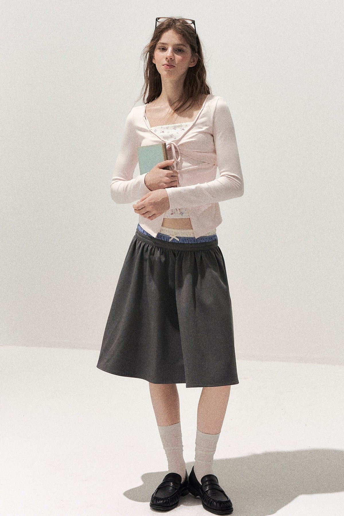 Spliced Waist A-Line Skirt