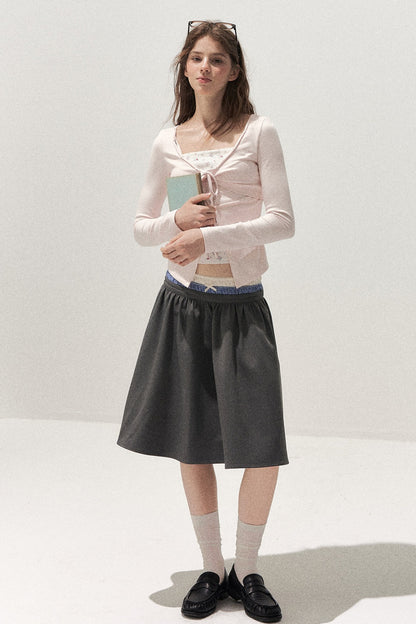 Spliced Waist A-Line Skirt
