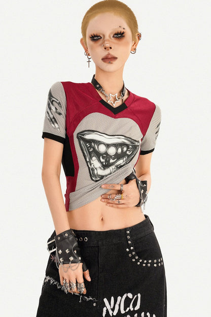 Ripped Graffiti Wide-Leg Jeans