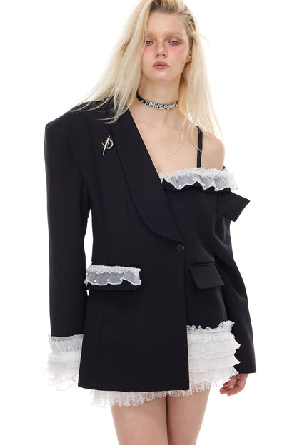 Asymmetrical Lace Blazer