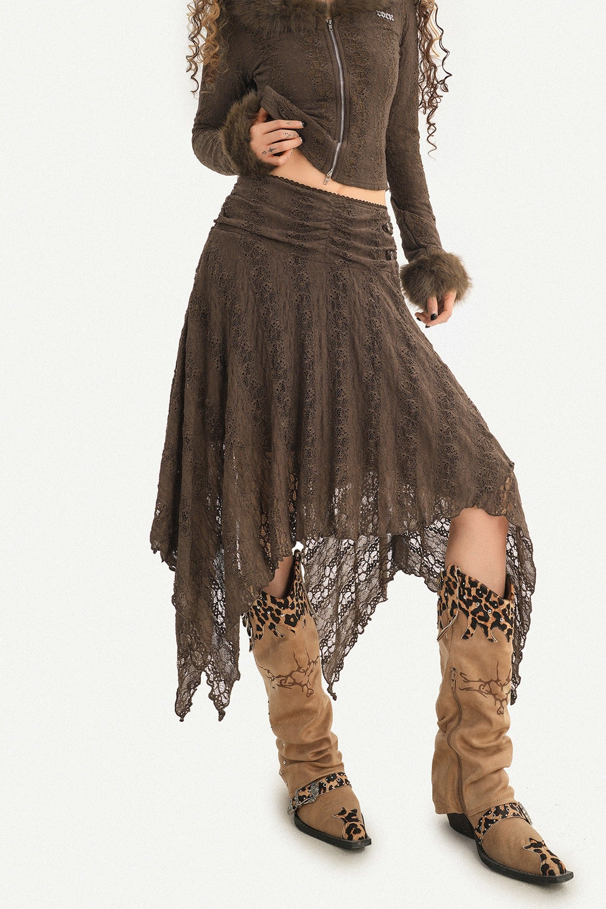 Irregular Layered Lace Skirt