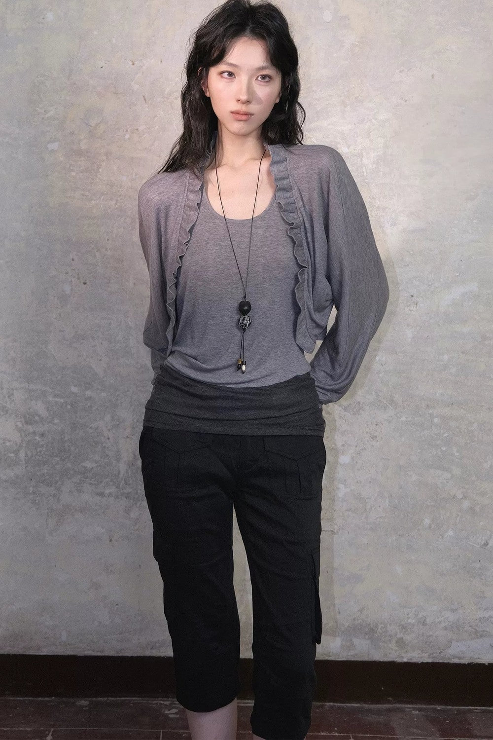 Tencel Linen Ruffled Cardigan