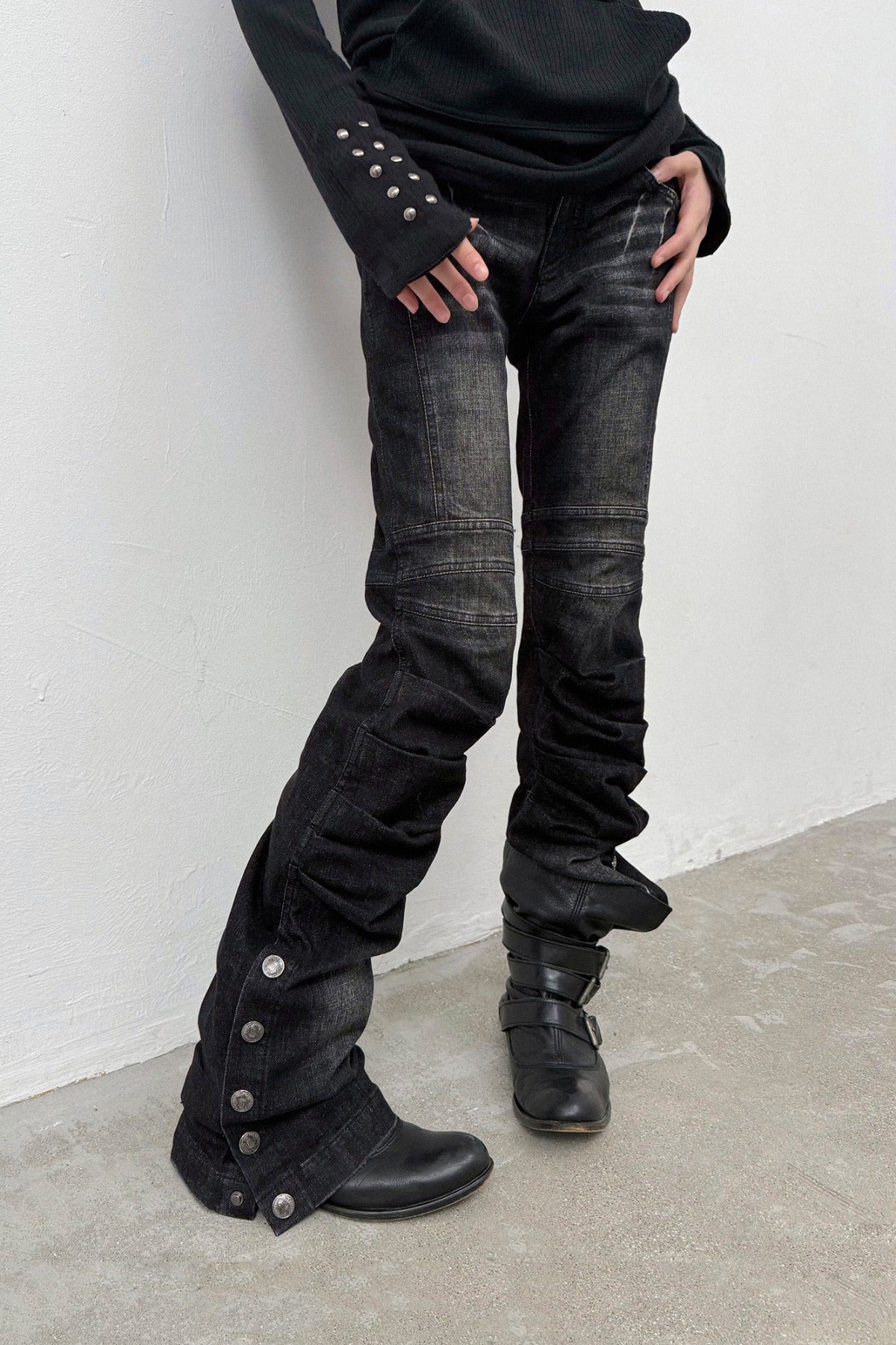 Y2K Armor Structure Straight-Leg Jeans