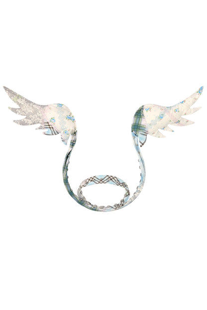 Plaid Floral Print Angel Collar