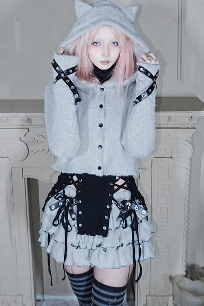 Plush Knit Bow Cake Skirt