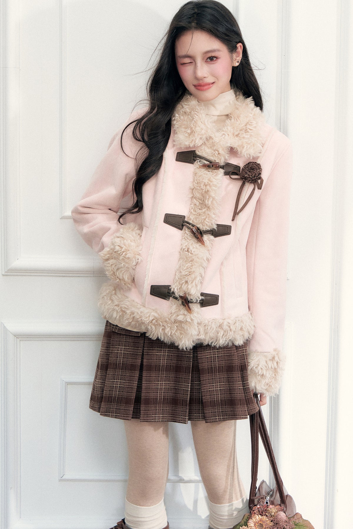 Vintage Suede Faux Fur Toggle Jacket