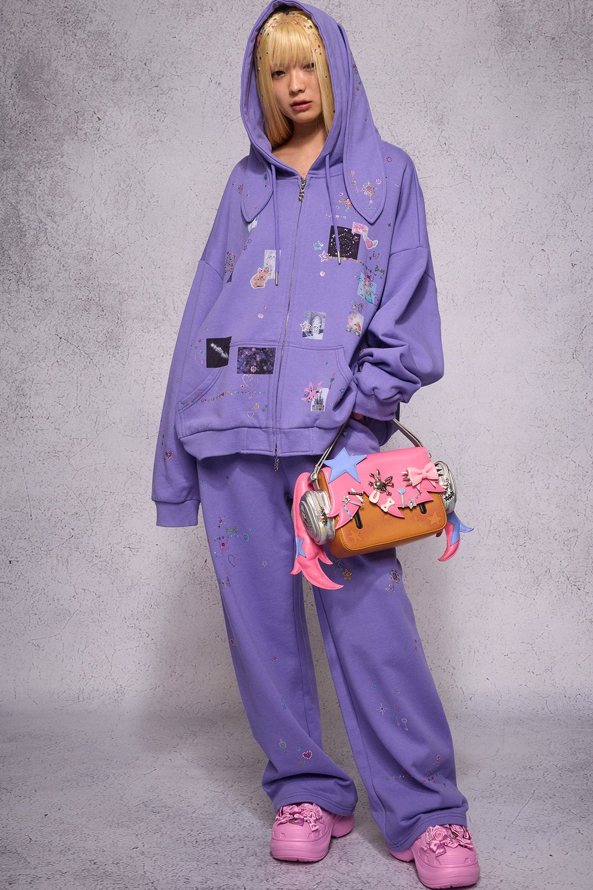 Rhinestone Embellished Sweatpants