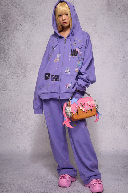 Rhinestone Embellished Sweatpants