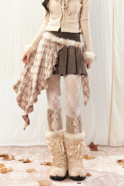 Women's Irregular Plaid Patchwork Trailing Skirt
