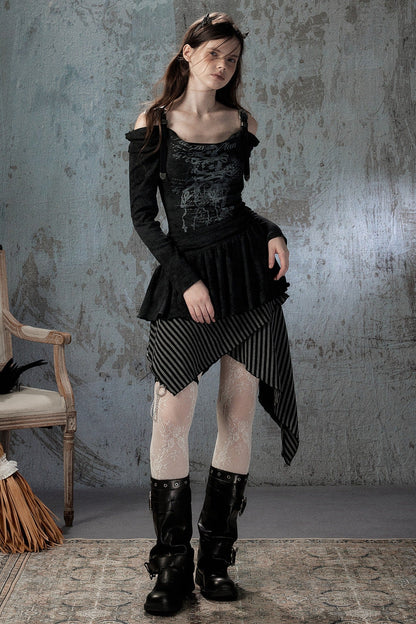 Vintage Off-Shoulder Spaghetti Dress