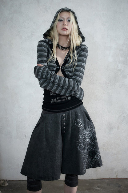 Punk Print Layered-Look Skirt