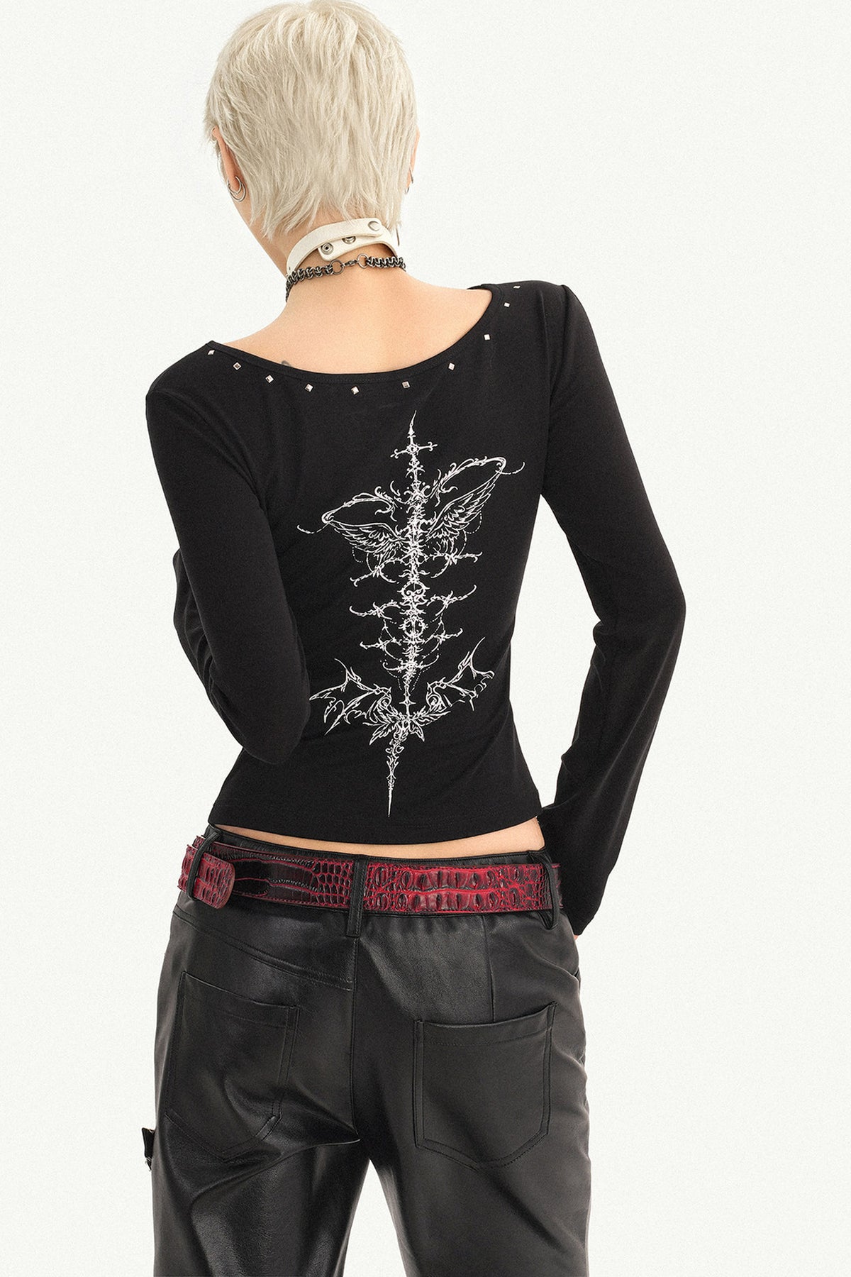 Studded Micro Flared Knife Leg Pants