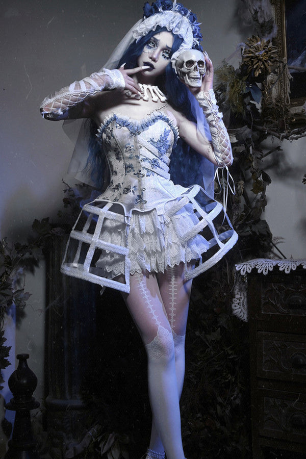 Gothic Ribbed Corset Suspender Set-Up