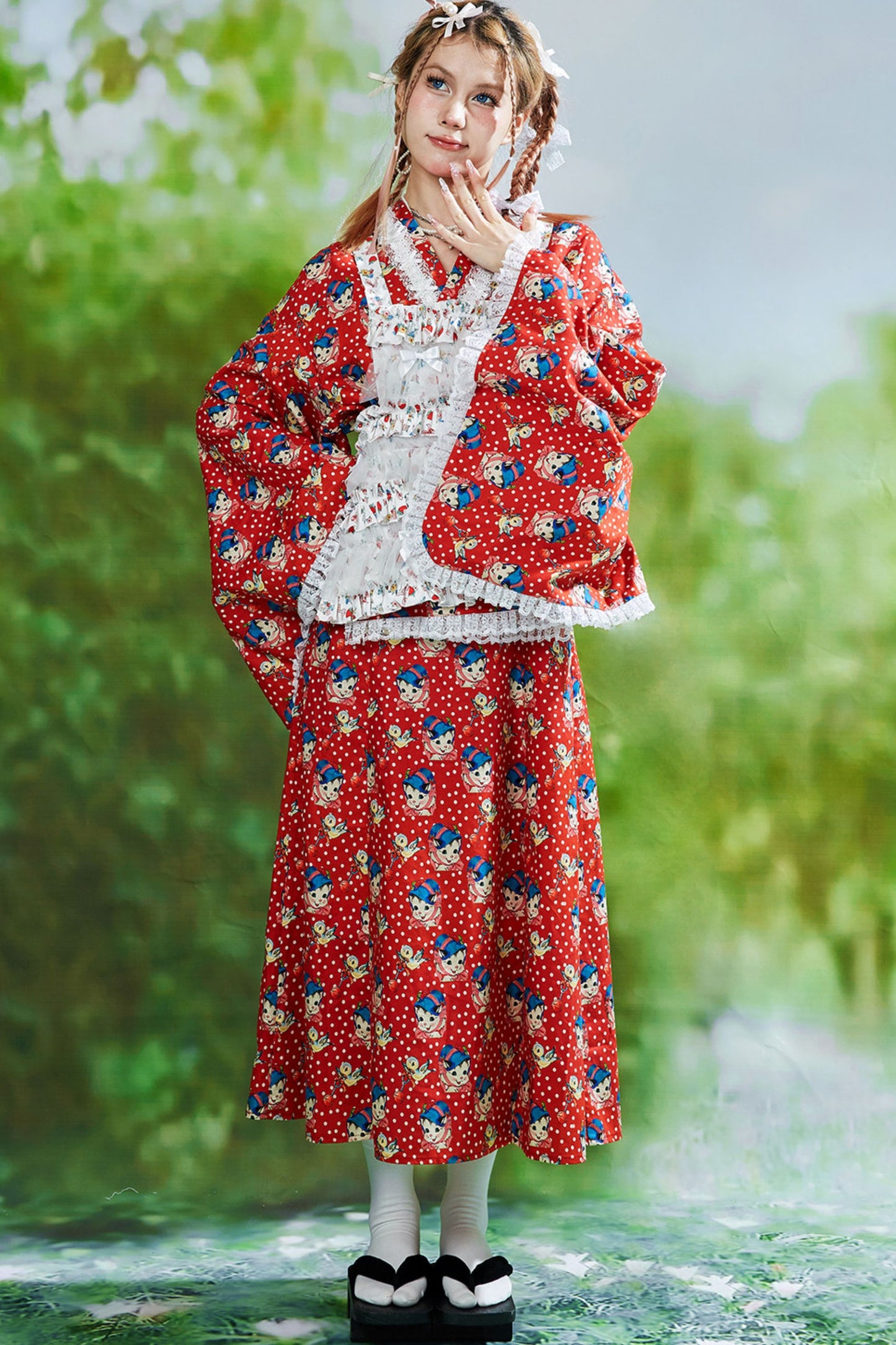 Showa Retro Red Long Dress