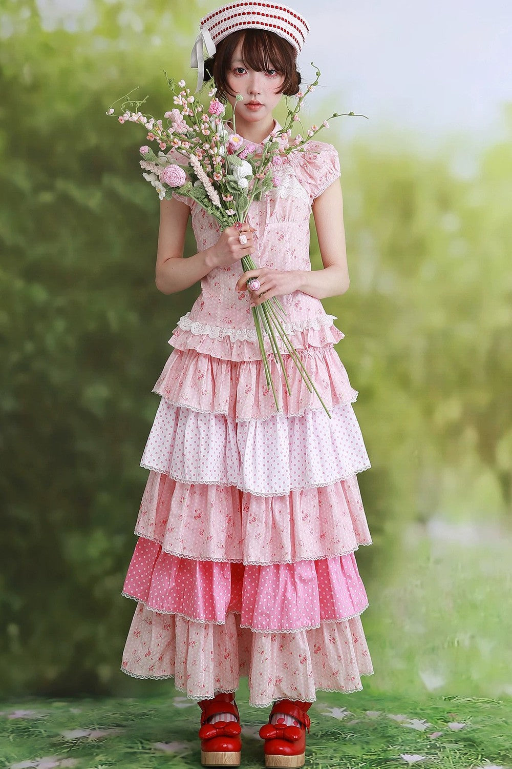 Vintage Pink Polka Dot Skirt Pants