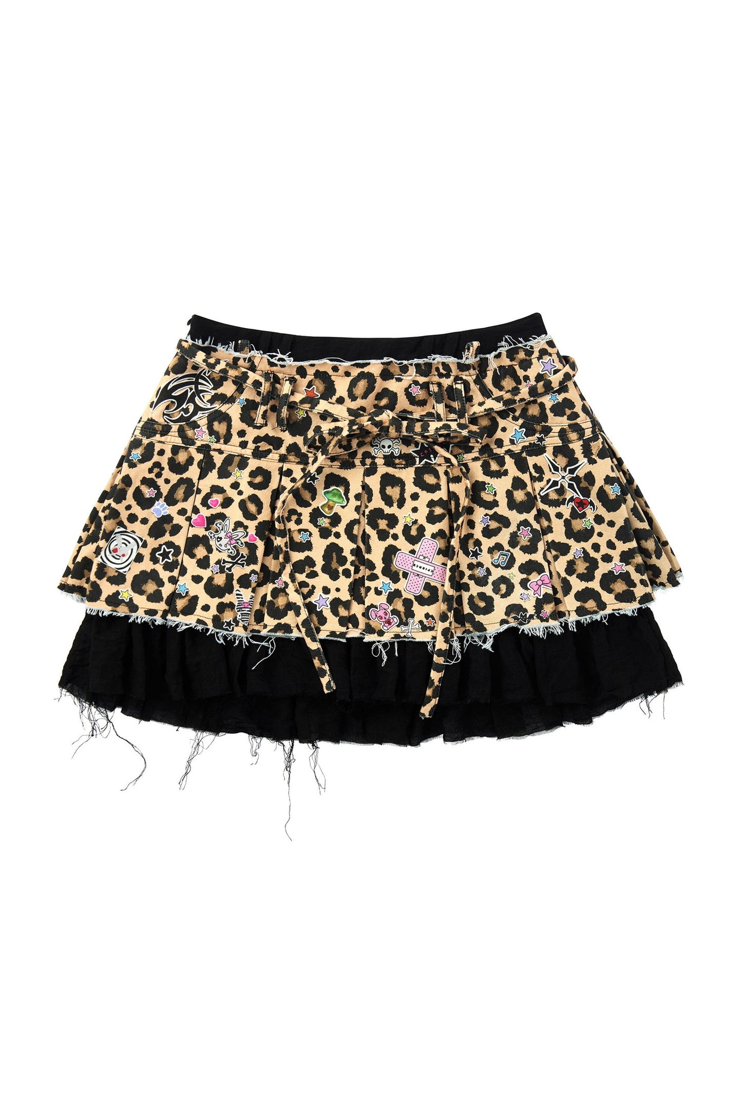Gonna plissettata con stampa leopardata