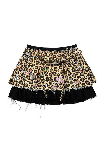 Gonna plissettata con stampa leopardata