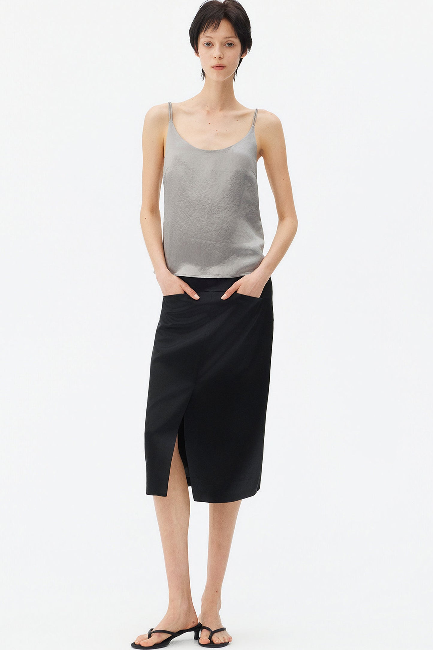 Thin Strap Satin Camisole and Mermaid Skirt Set-Up