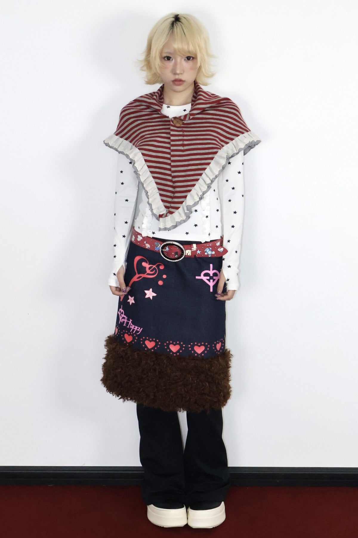 Heart Key A-Line Denim Skirt