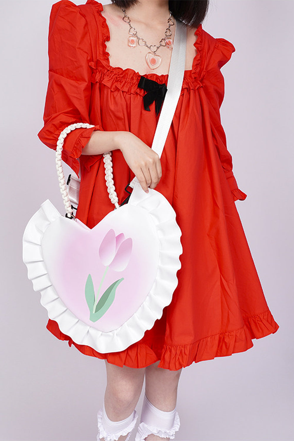 Tulip Heart Woven Crossbody Bag