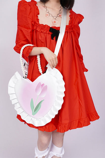 Tulip Heart Woven Crossbody Bag