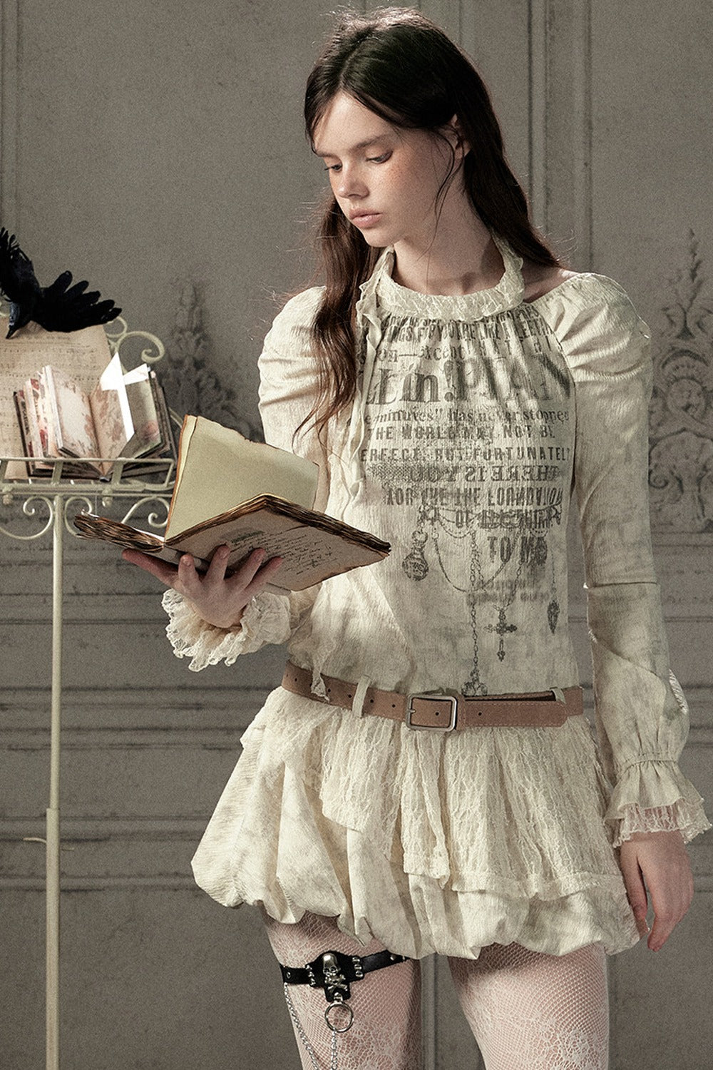 Beige Long Sleeve Halter Dress
