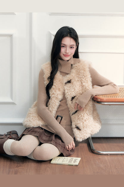 Warm Furry Lamb Wool Vest