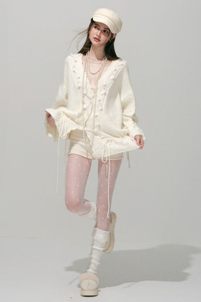 Loose Crochet V-Neck Cardigan