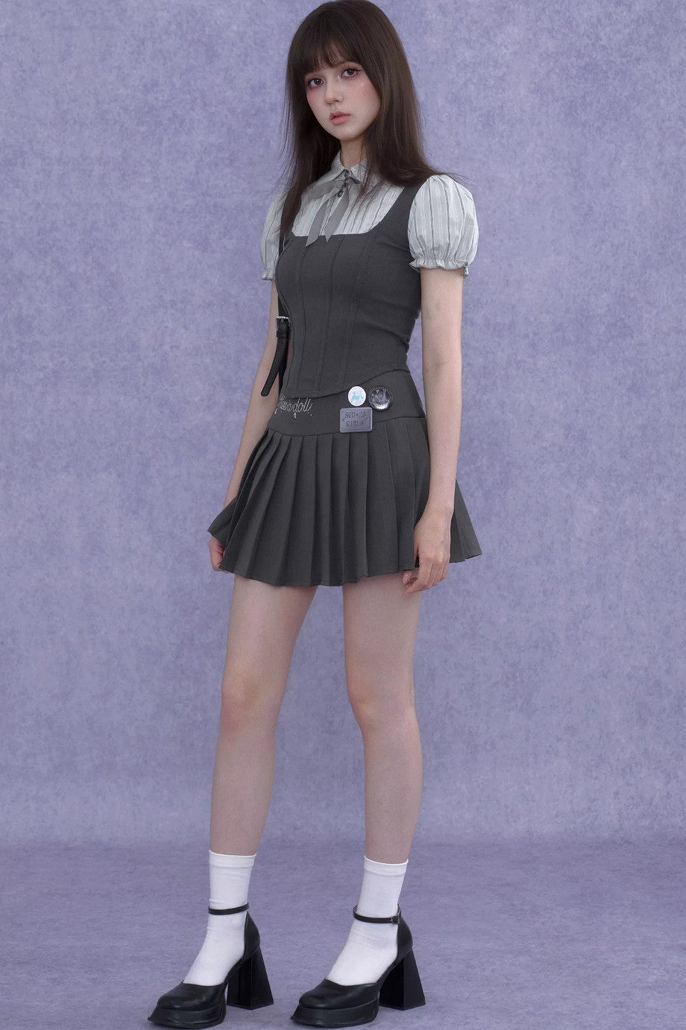 Faux Fishbone Puff Sleeve Top Set-Up