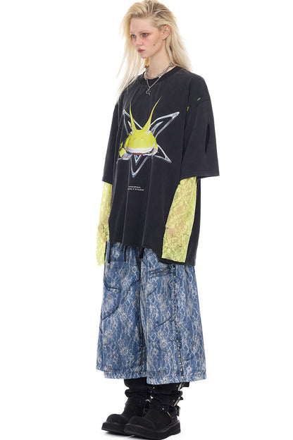 Rock Frog Distressed Irregular Hem T-Shirt