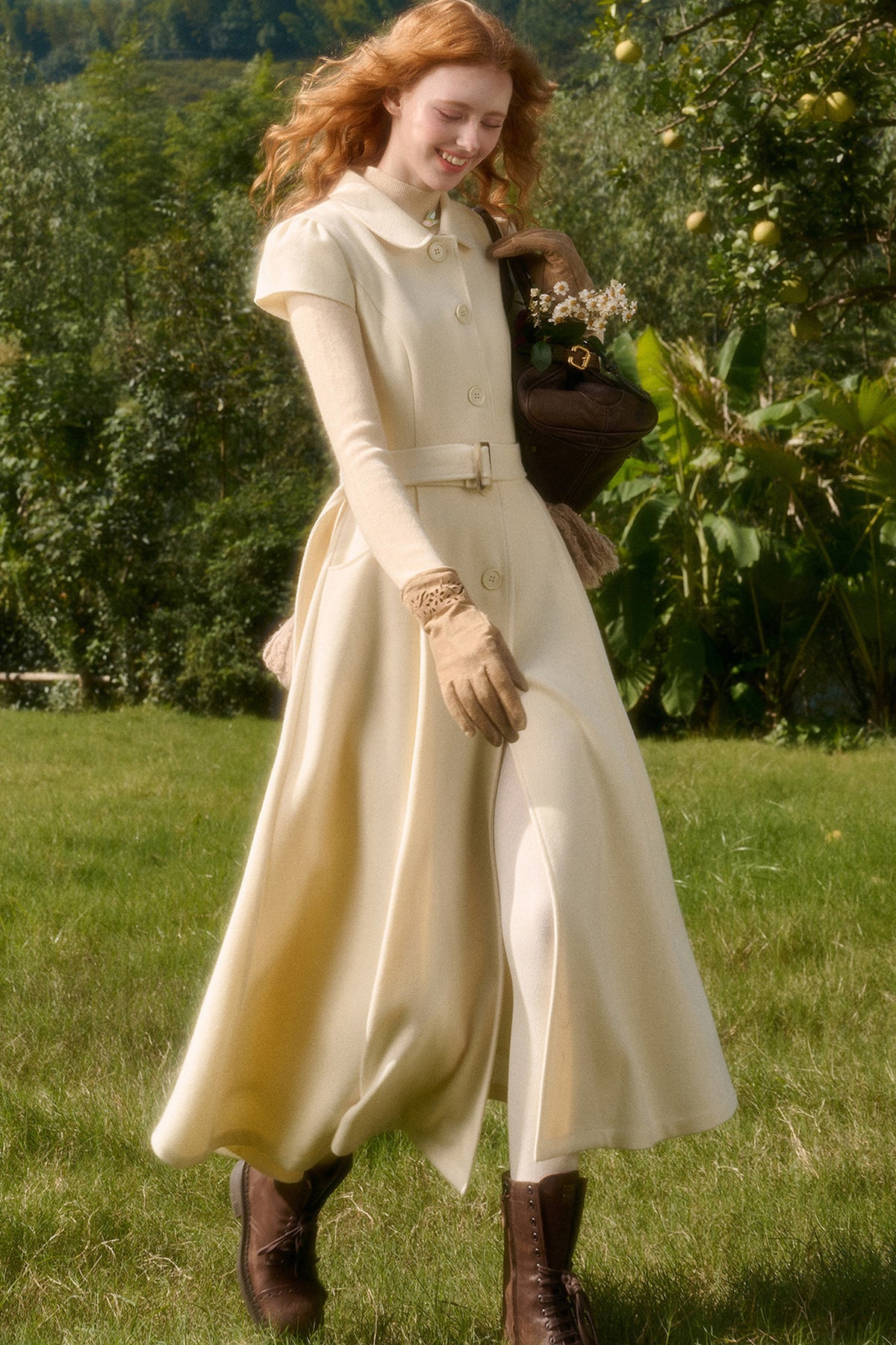 Retro-Wollkleid mit Bubikragen