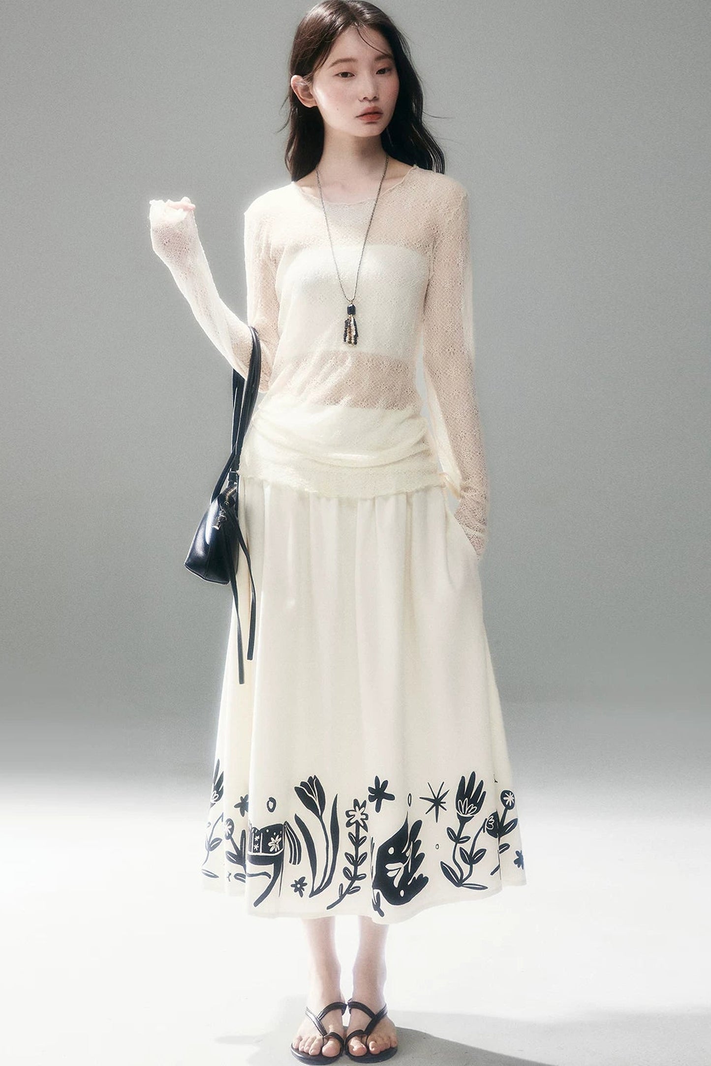 Floral Pony Linen Skirt