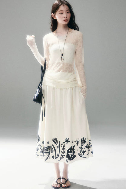 Floral Pony Linen Skirt