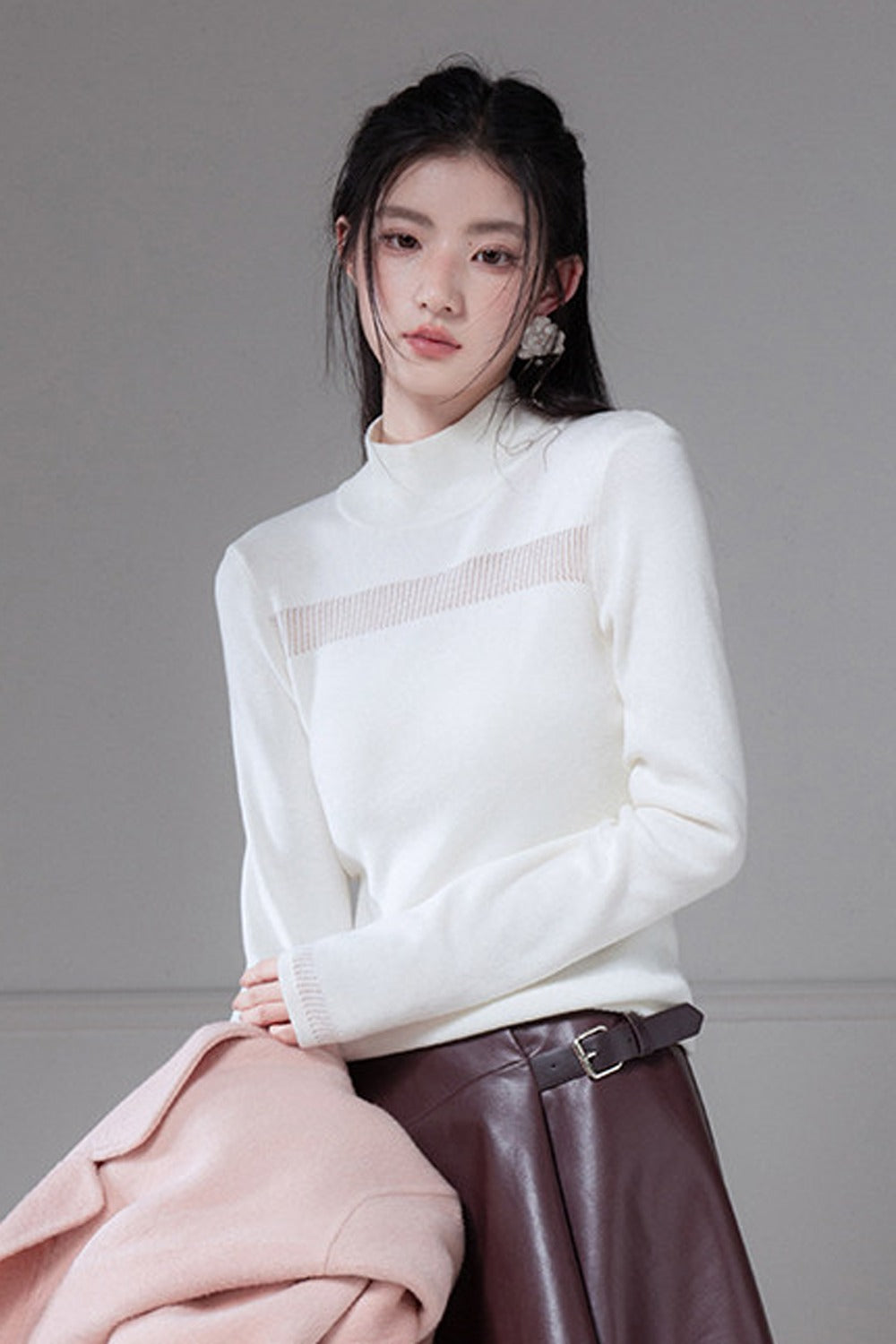 White Mercerized Wool Sweater