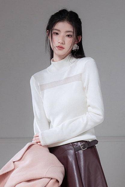 White Mercerized Wool Sweater