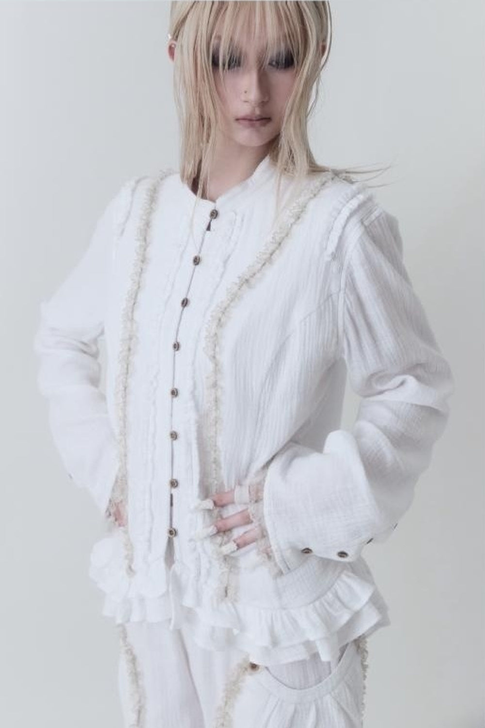 Completo top e pantaloni in cotone ultrasottile stile medievale
