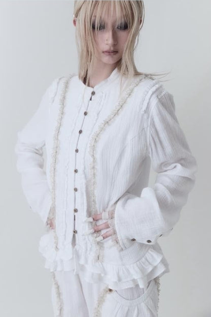 Completo top e pantaloni in cotone ultrasottile stile medievale