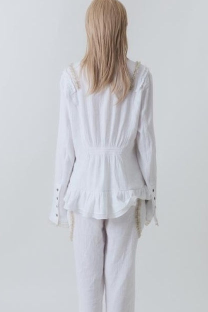 Completo top e pantaloni in cotone ultrasottile stile medievale