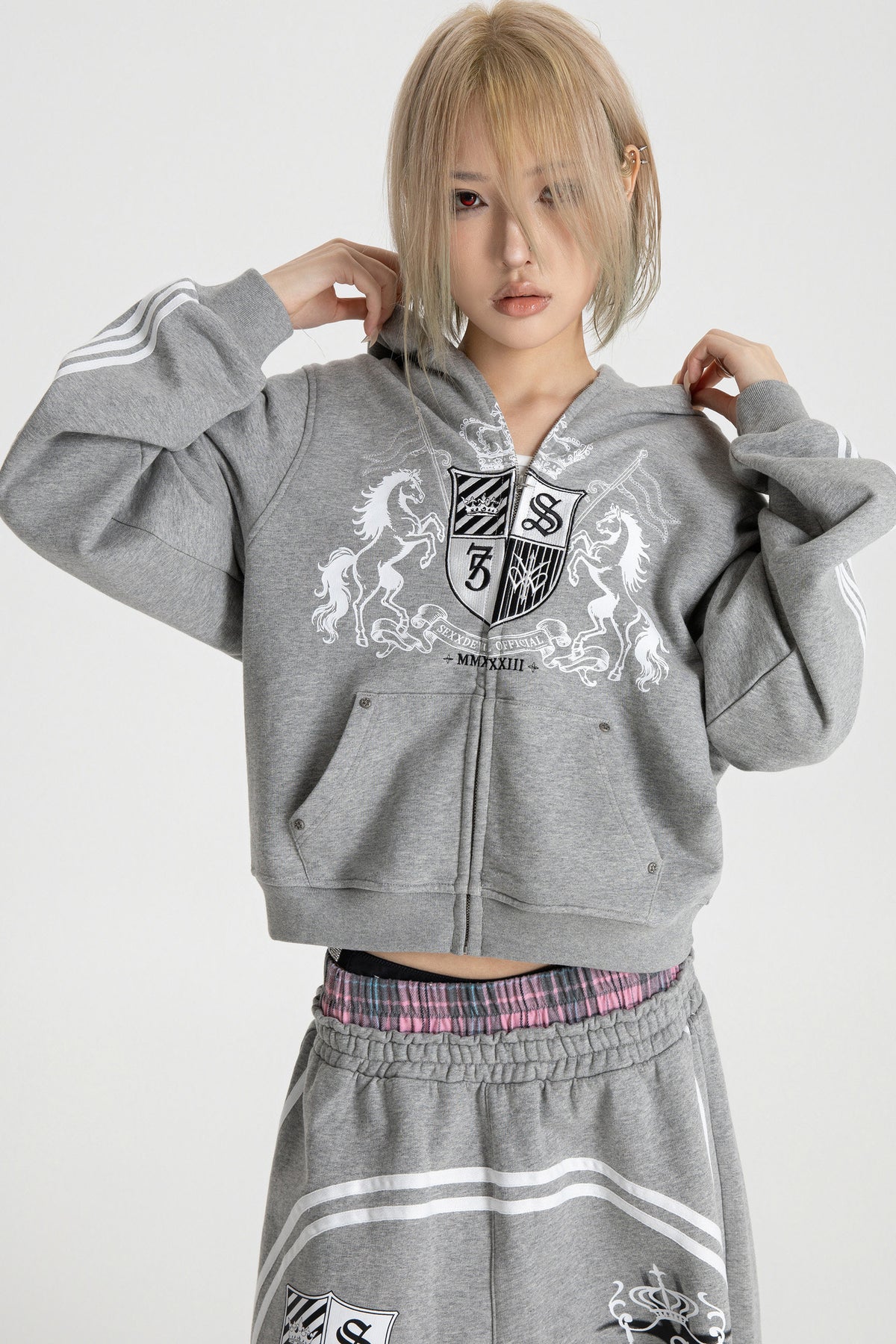 Embroidered Zip-Up Hoodie