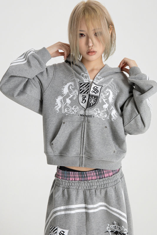 Embroidered Zip-Up Hoodie