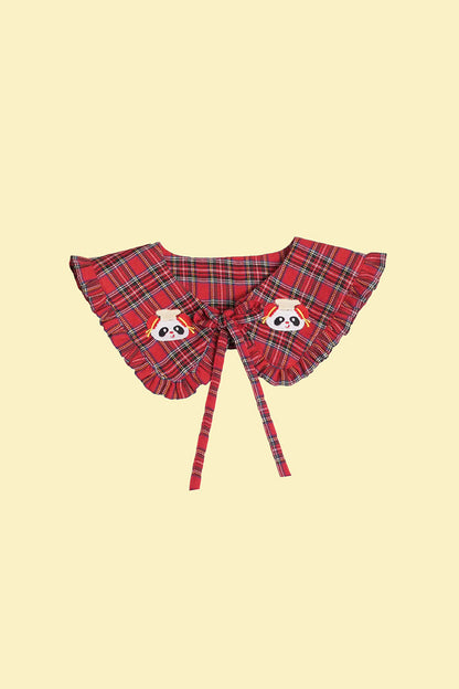 Panda Print Plaid Collar