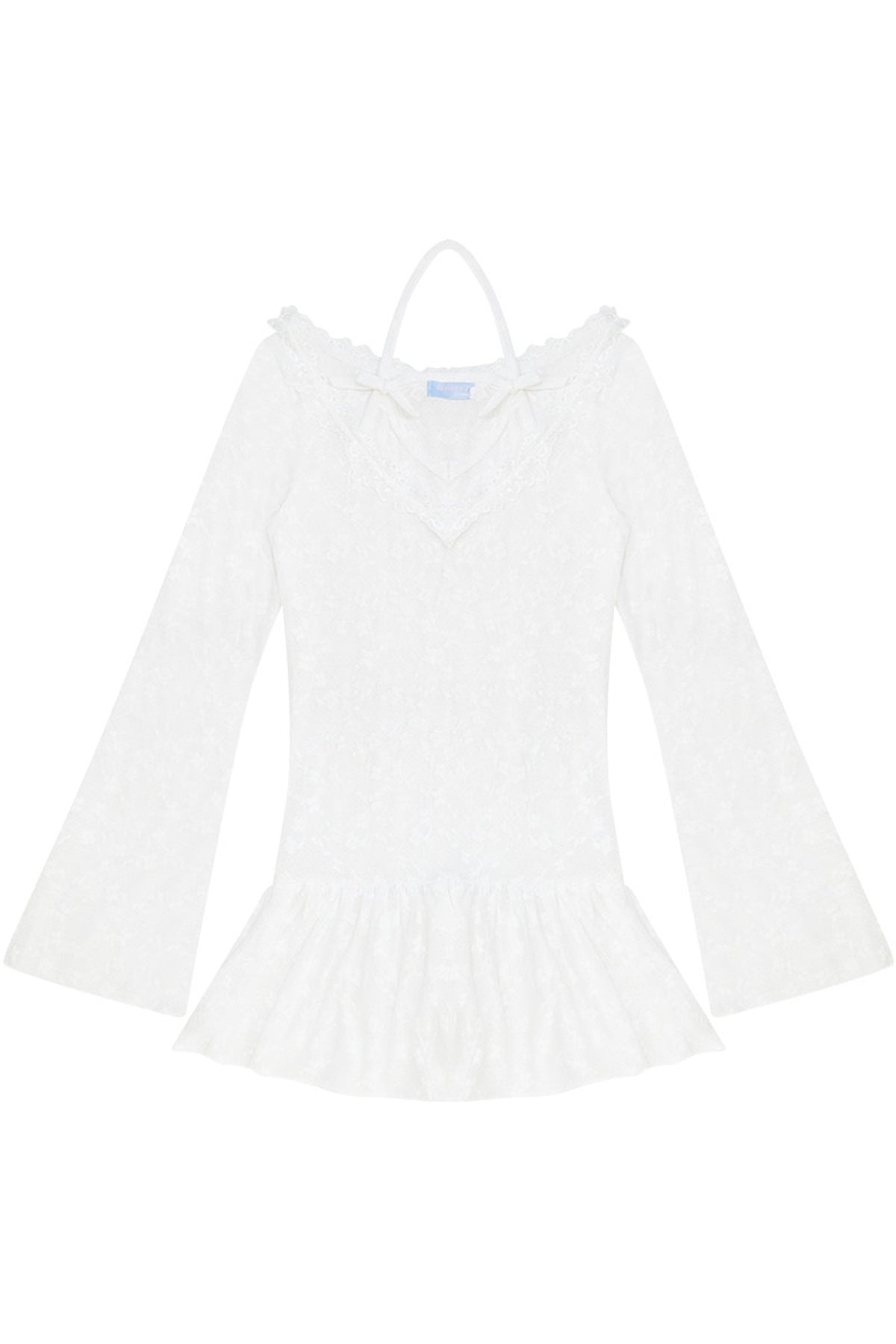 White Lace Halter Bell Sleeve Dress