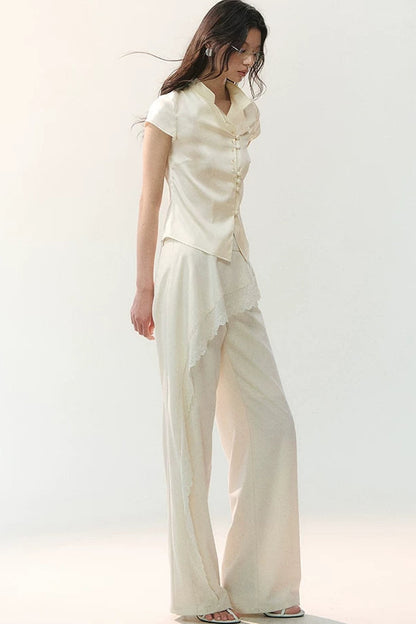 Plain Satin Embroidered Shirt