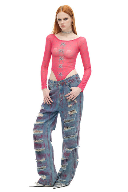Y2K Punk See-Through Mesh Base Layer
